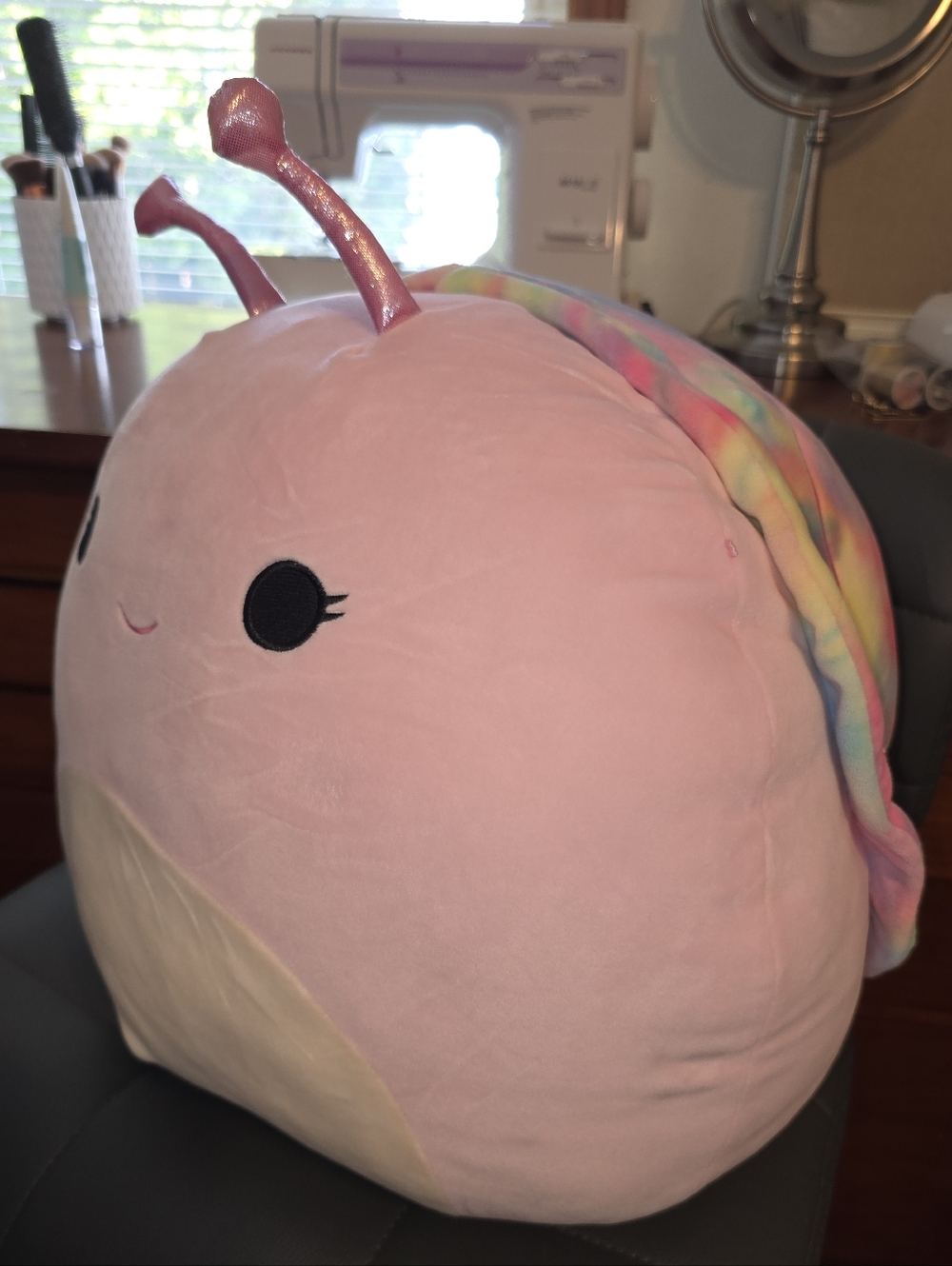 Squishmallow Plush Pink Smiley Face Pillow